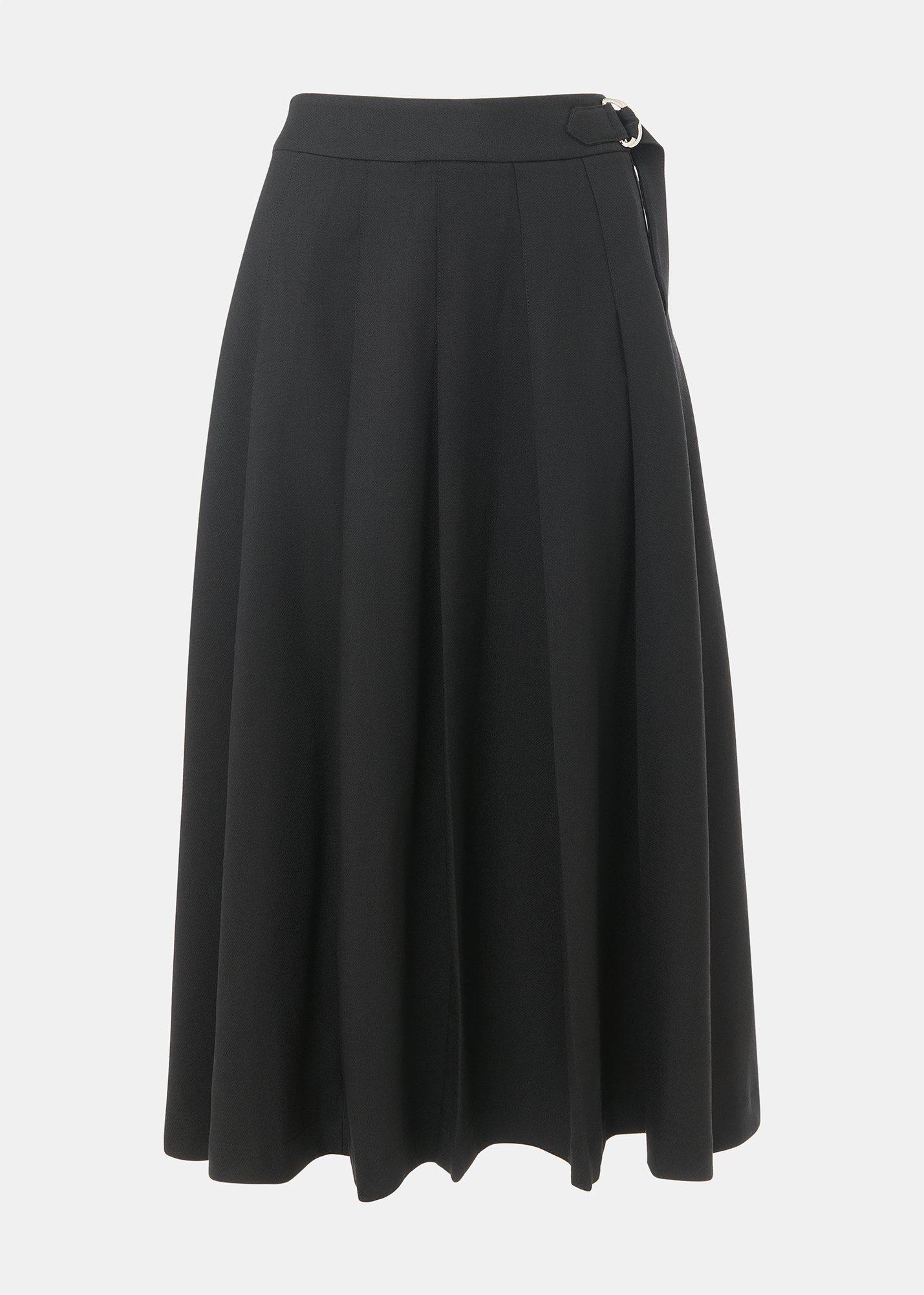 Wool Blend Pleated Kilt Skirt