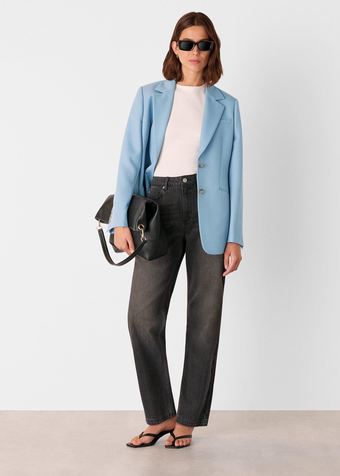 Blue Wool Blend Tailored Blazer