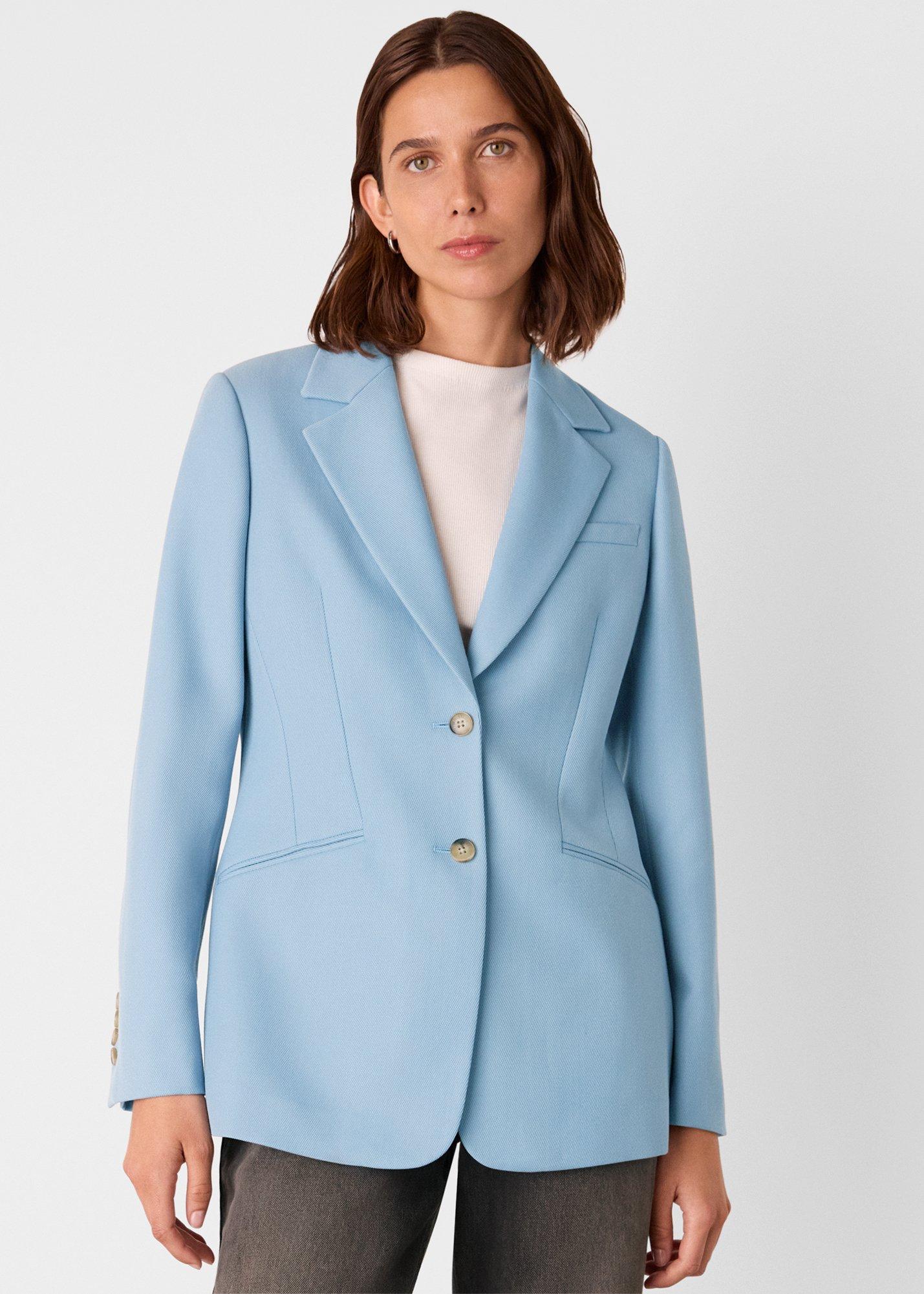 Blue Wool Blend Tailored Blazer
