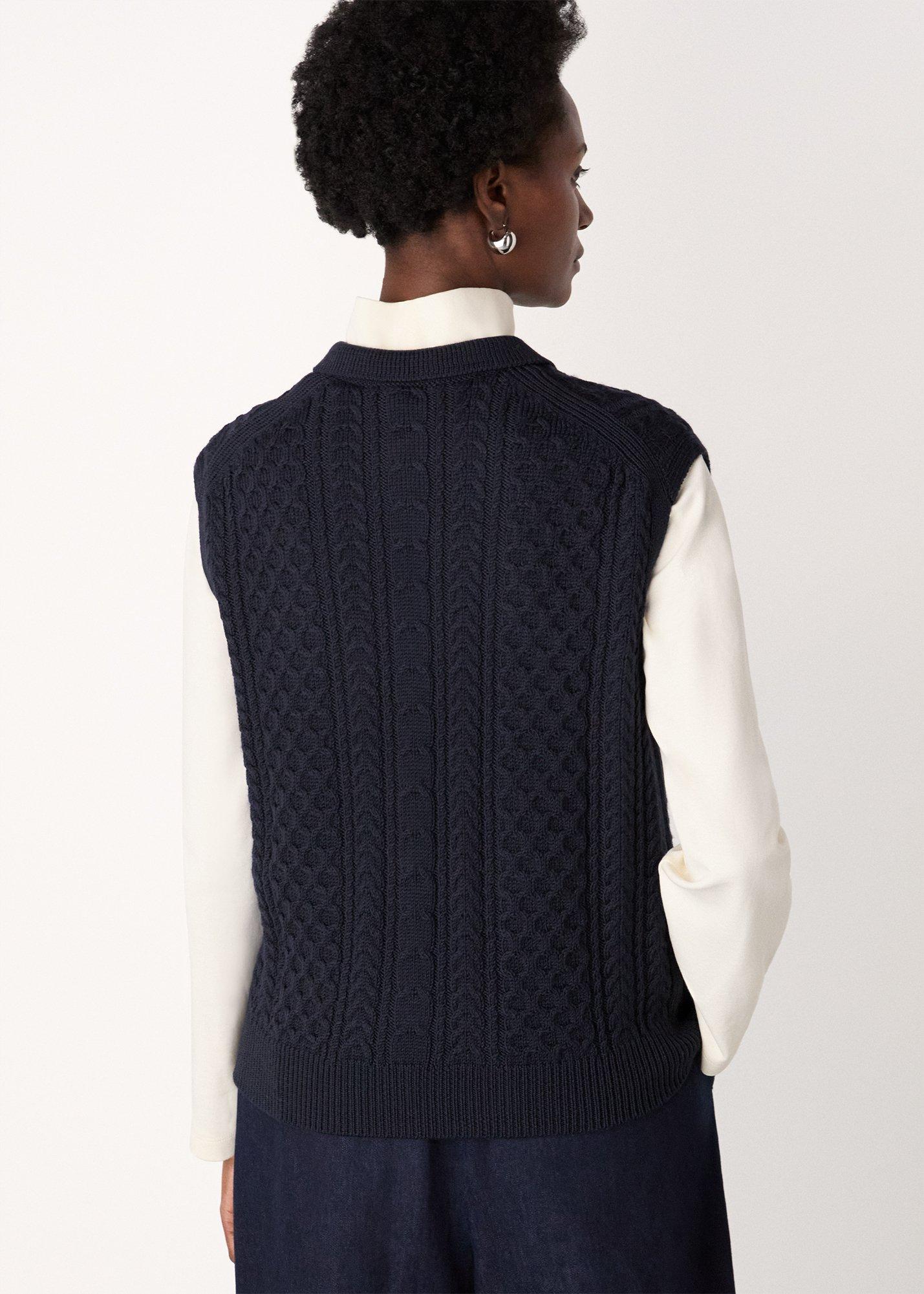 Wool Cable Detail Knit Tank