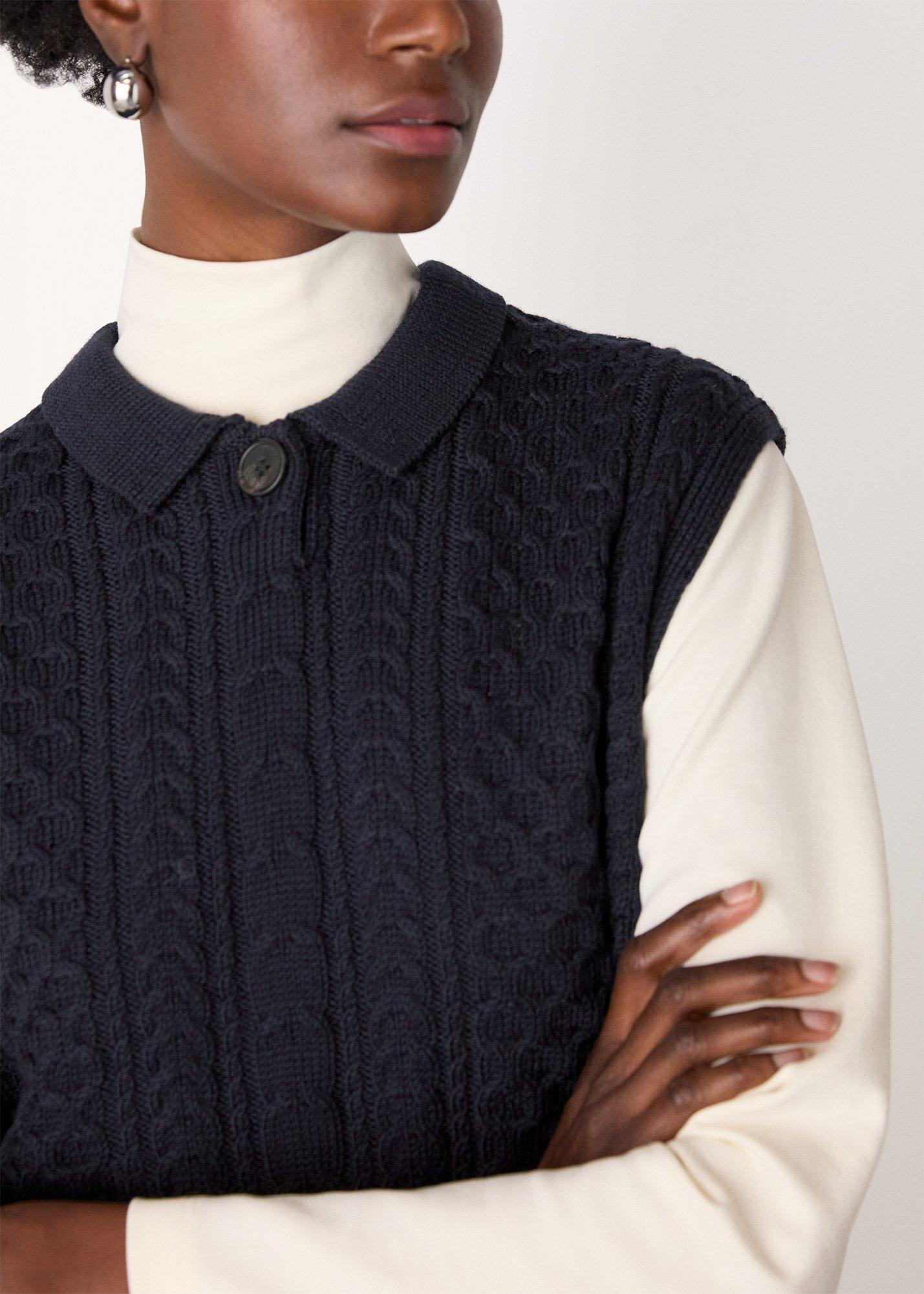 Wool Cable Detail Knit Tank