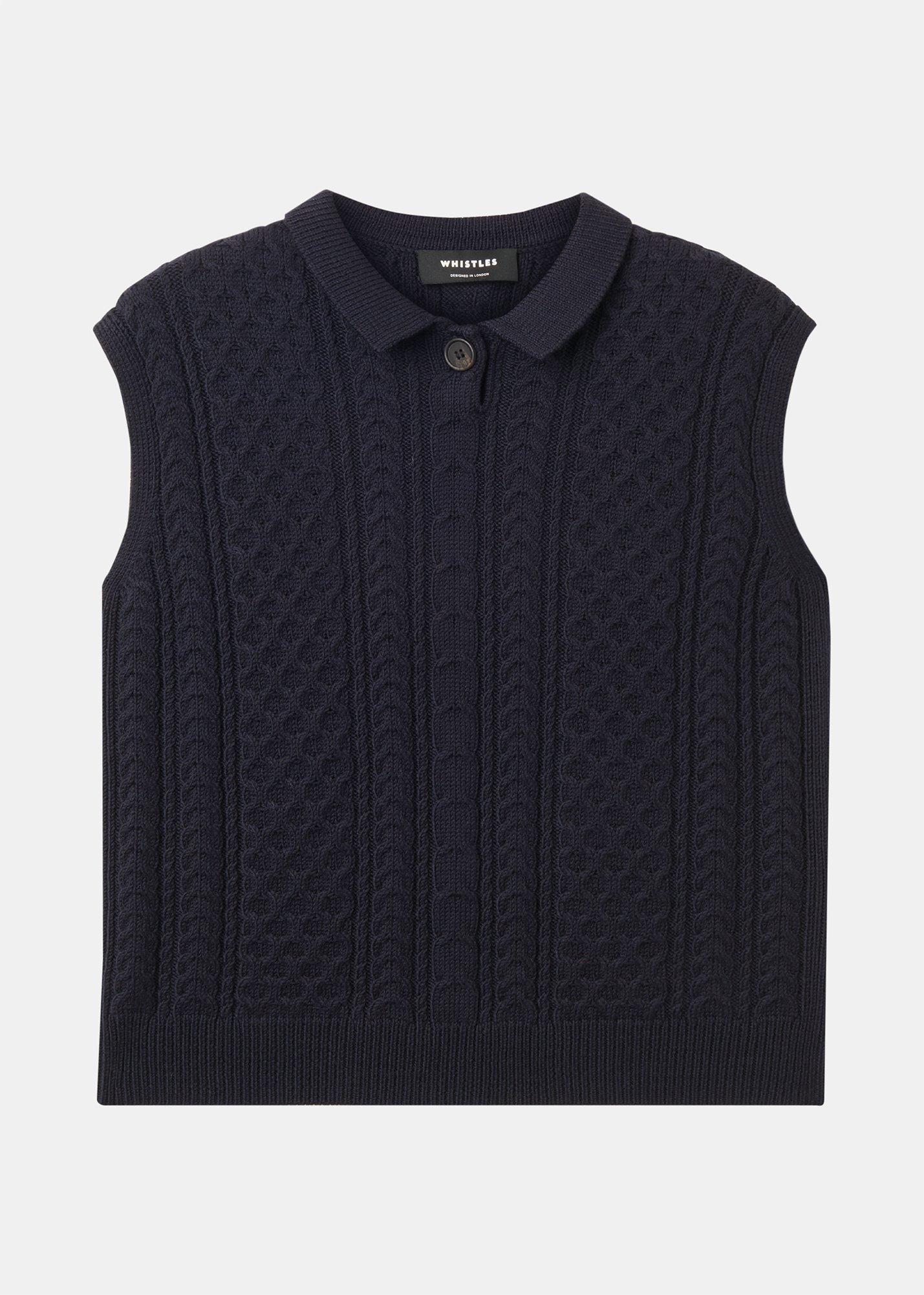 Wool Cable Detail Knit Tank