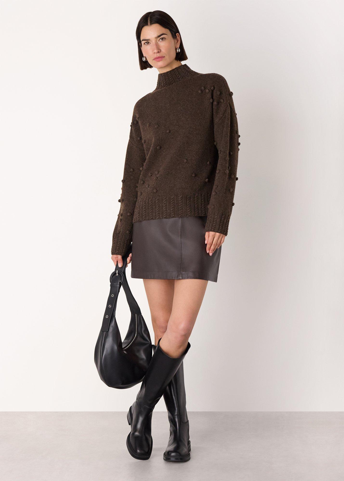 Brown Wool Irregular Bobble Knit