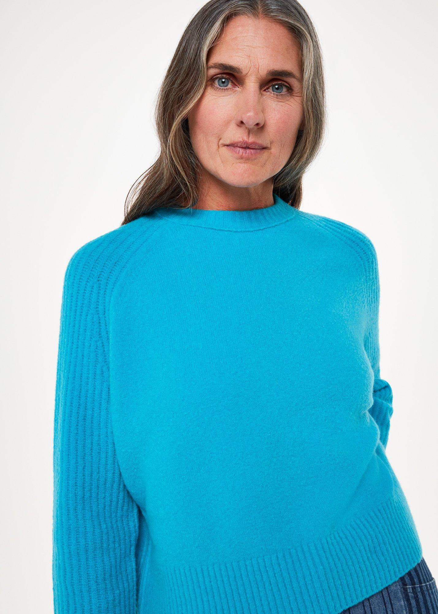 Turquoise Anna Wool Mix Crew Sweater