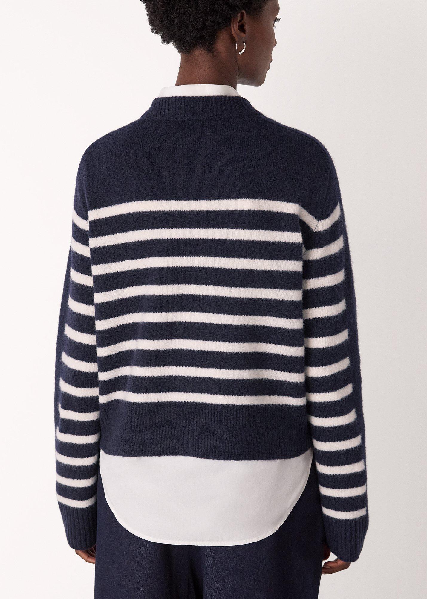 Wool Mix Contrast Stripe Knit