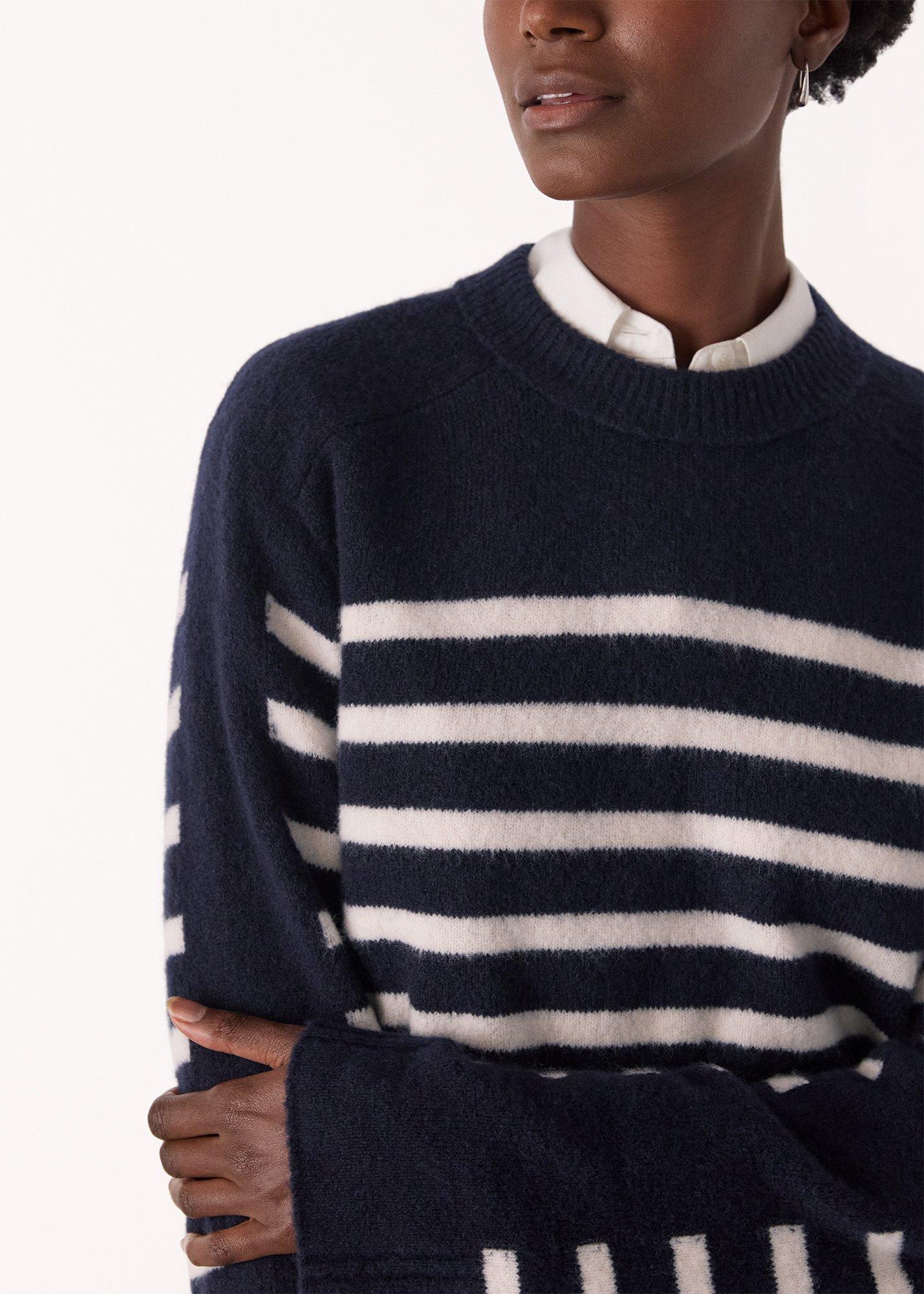 Wool Mix Contrast Stripe Knit