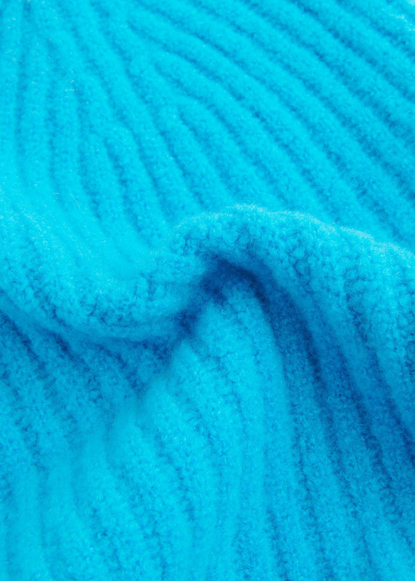 Turquoise Wool Mix Rib Beanie