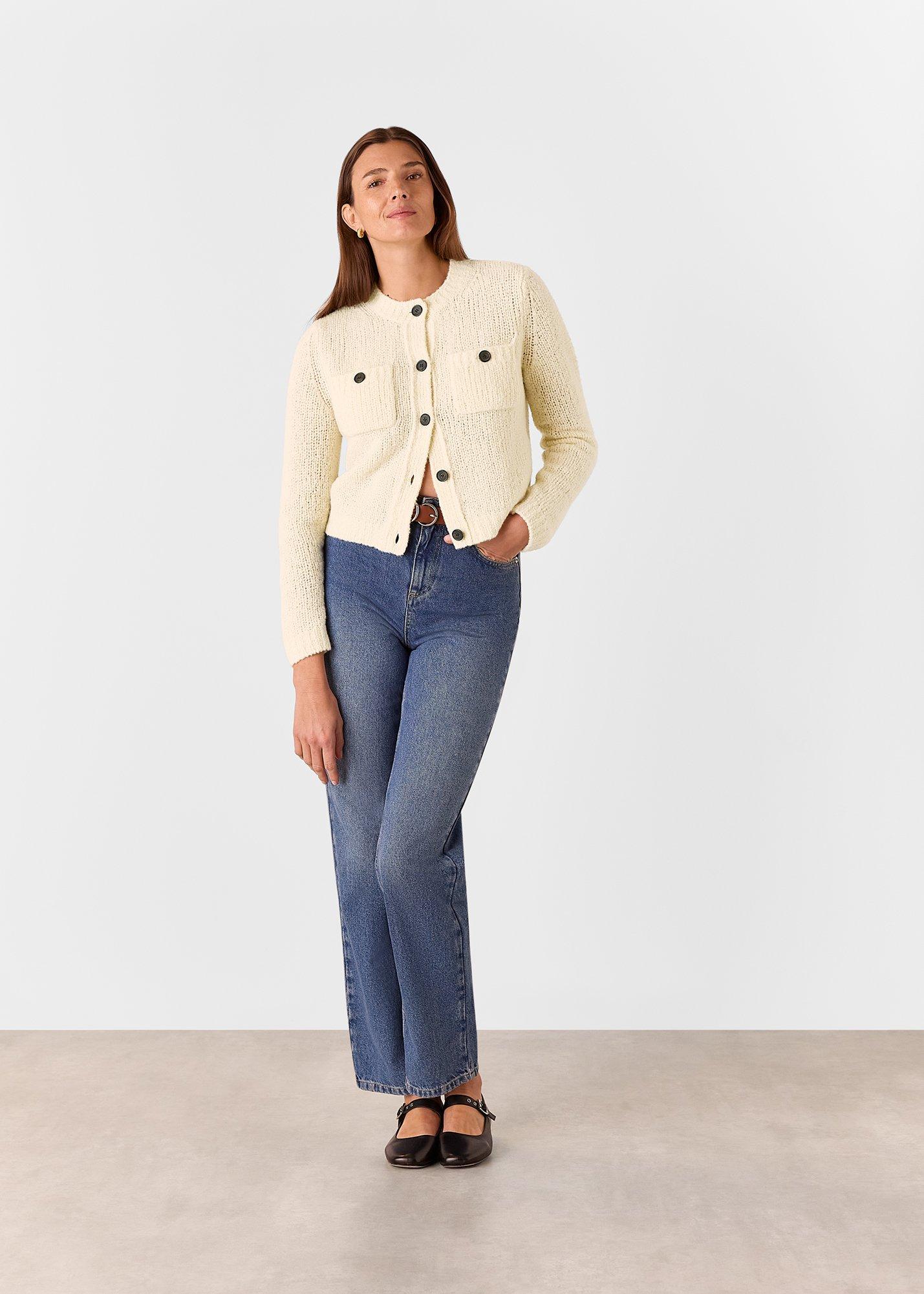 Wool Mix Textured Cardigan