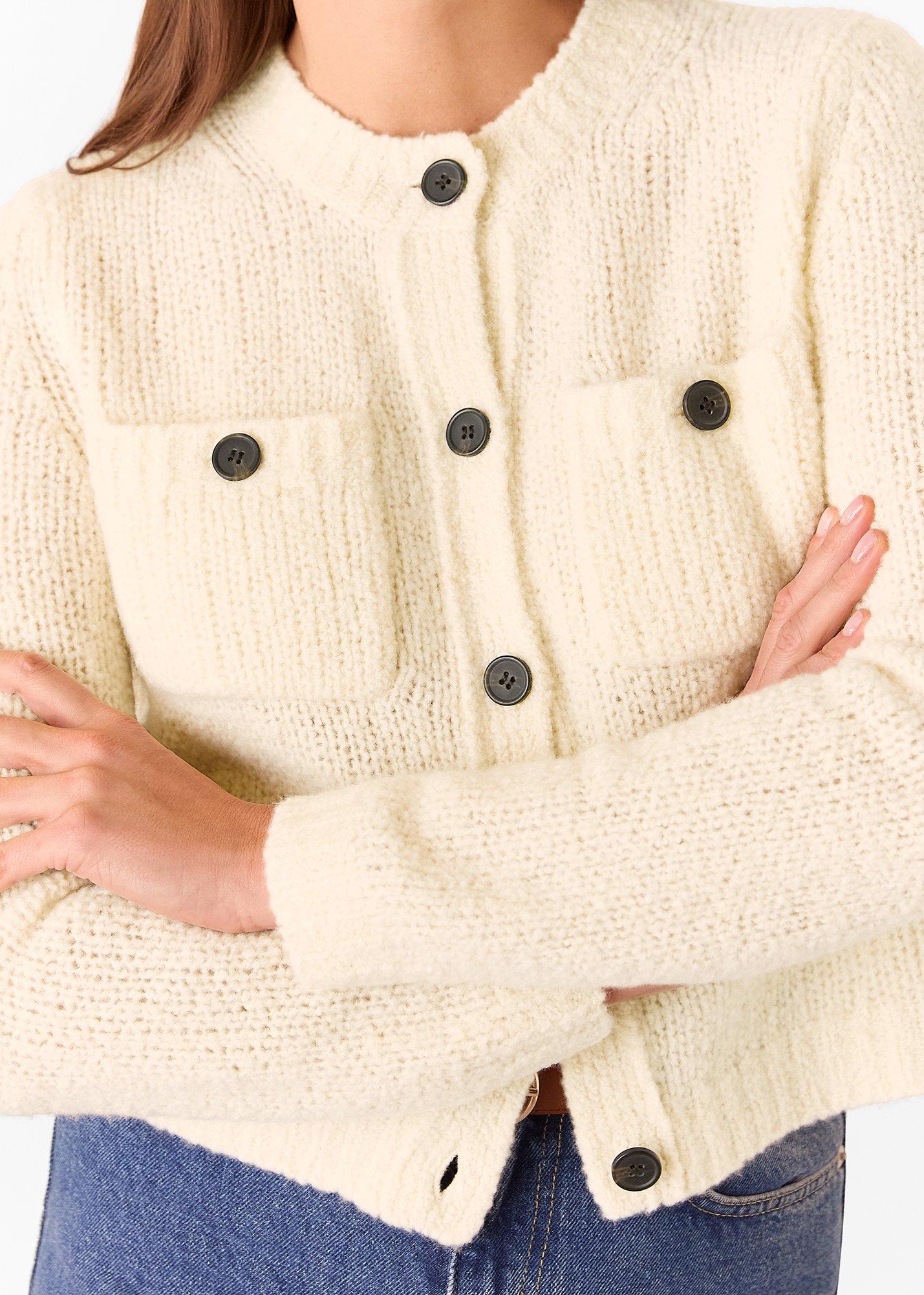 Wool Mix Textured Cardigan