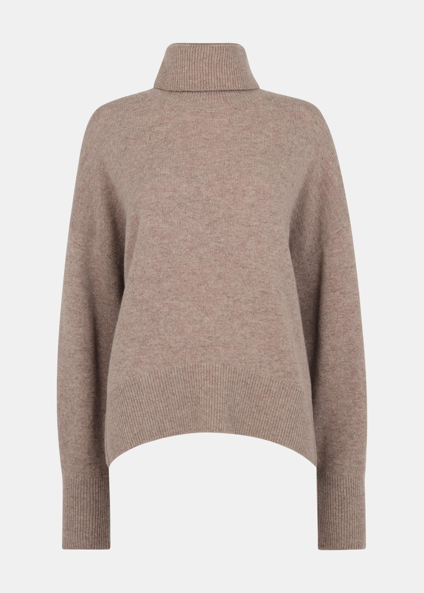 Wool Roll Curved Hem Knit