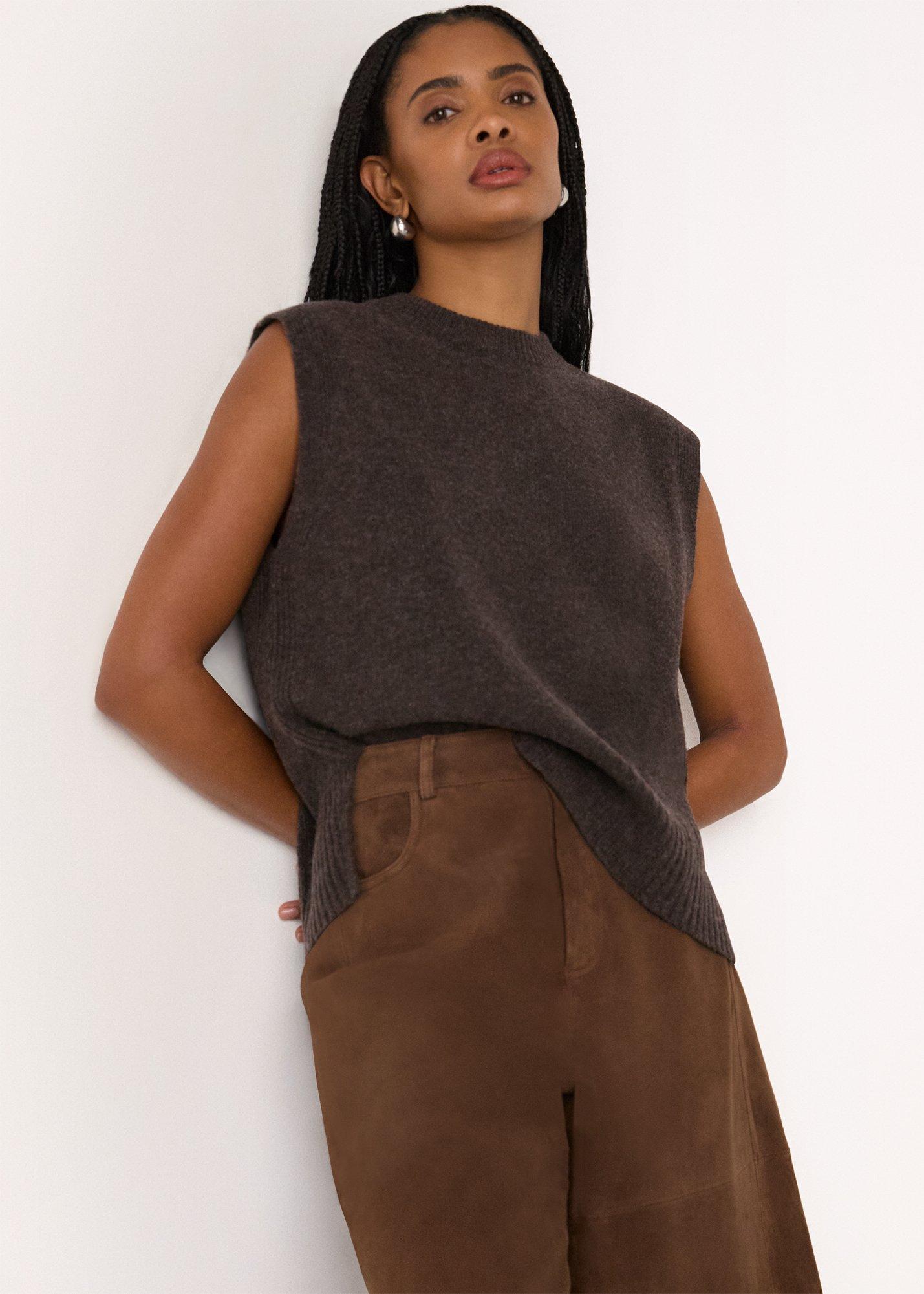 Brown Wool Sleeveless Tank