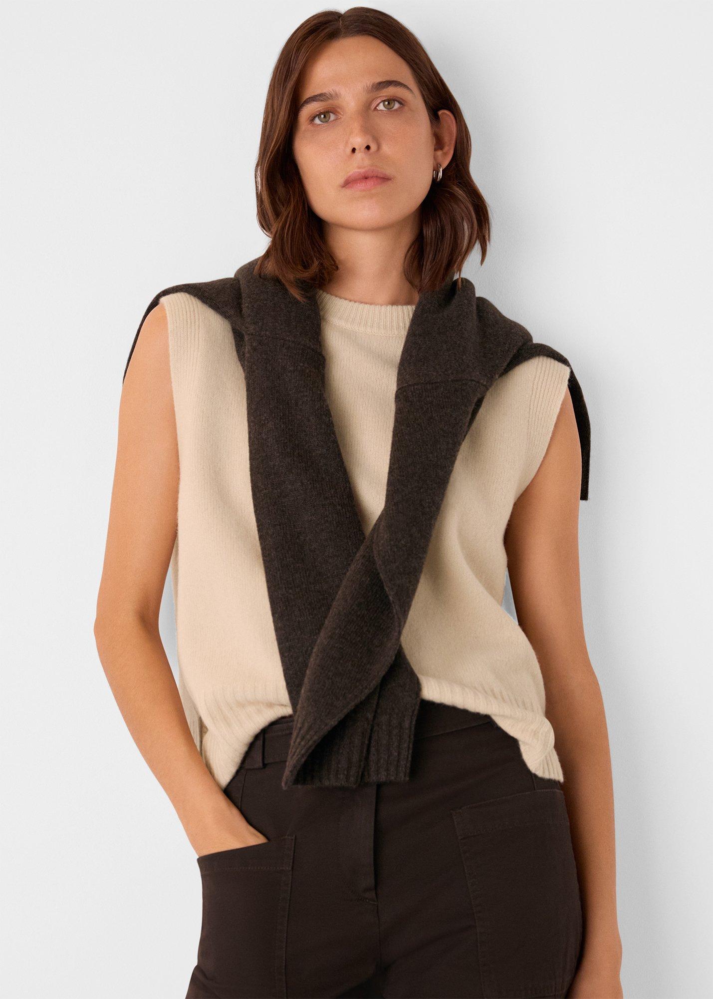 Ivory Wool Sleeveless Sweater Vest