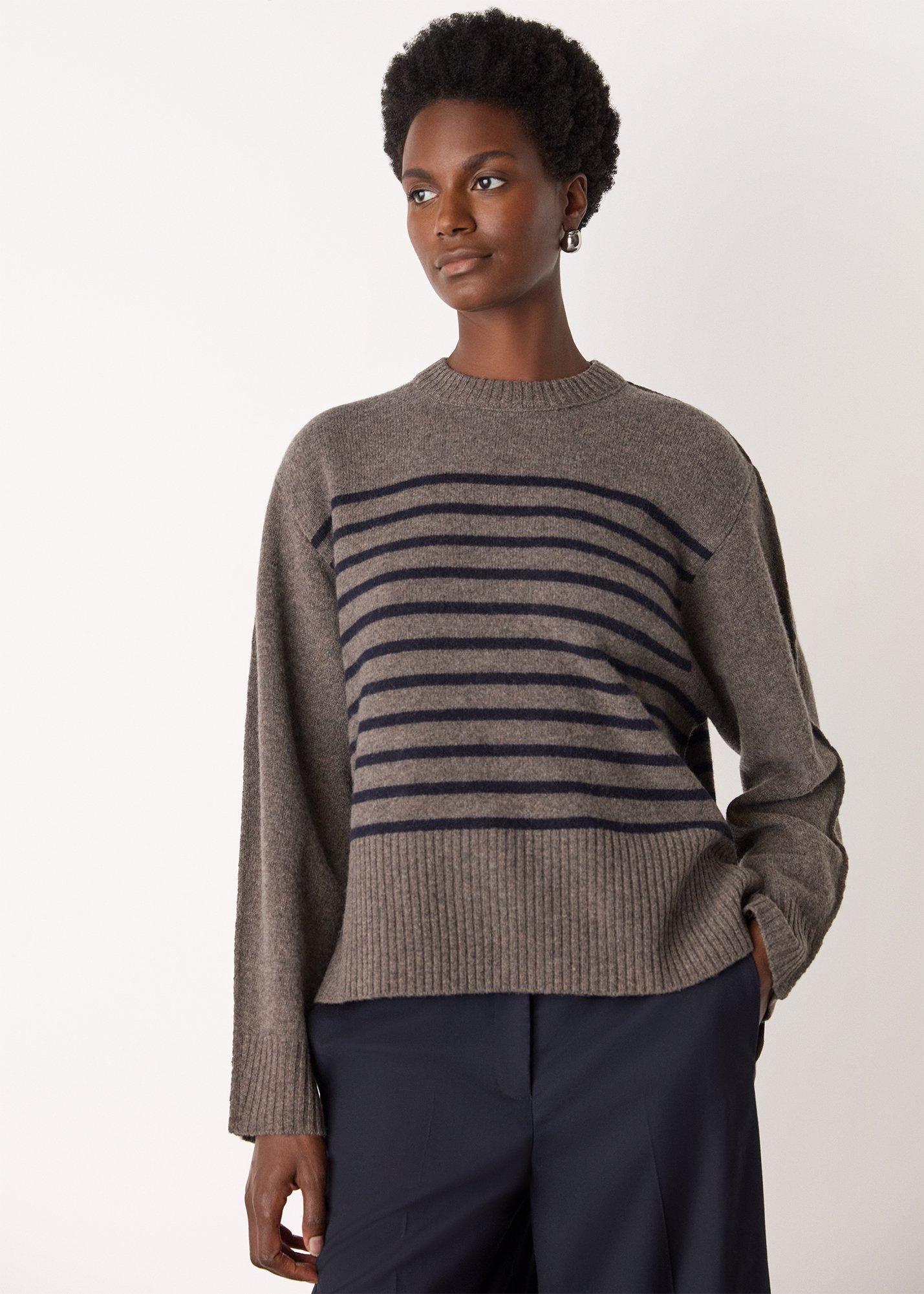 Wool Stripe Crew Neck Knit