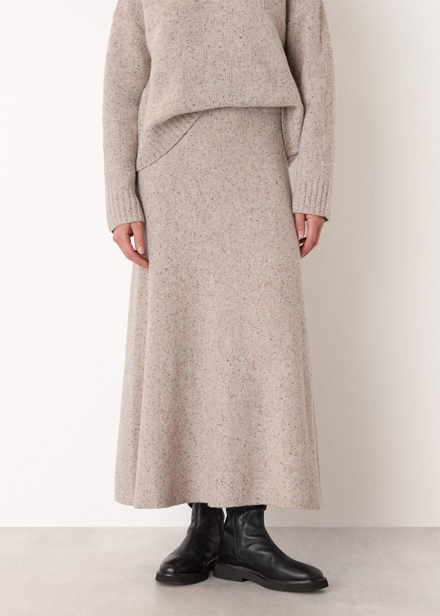 Wool Textured Midi Skirt