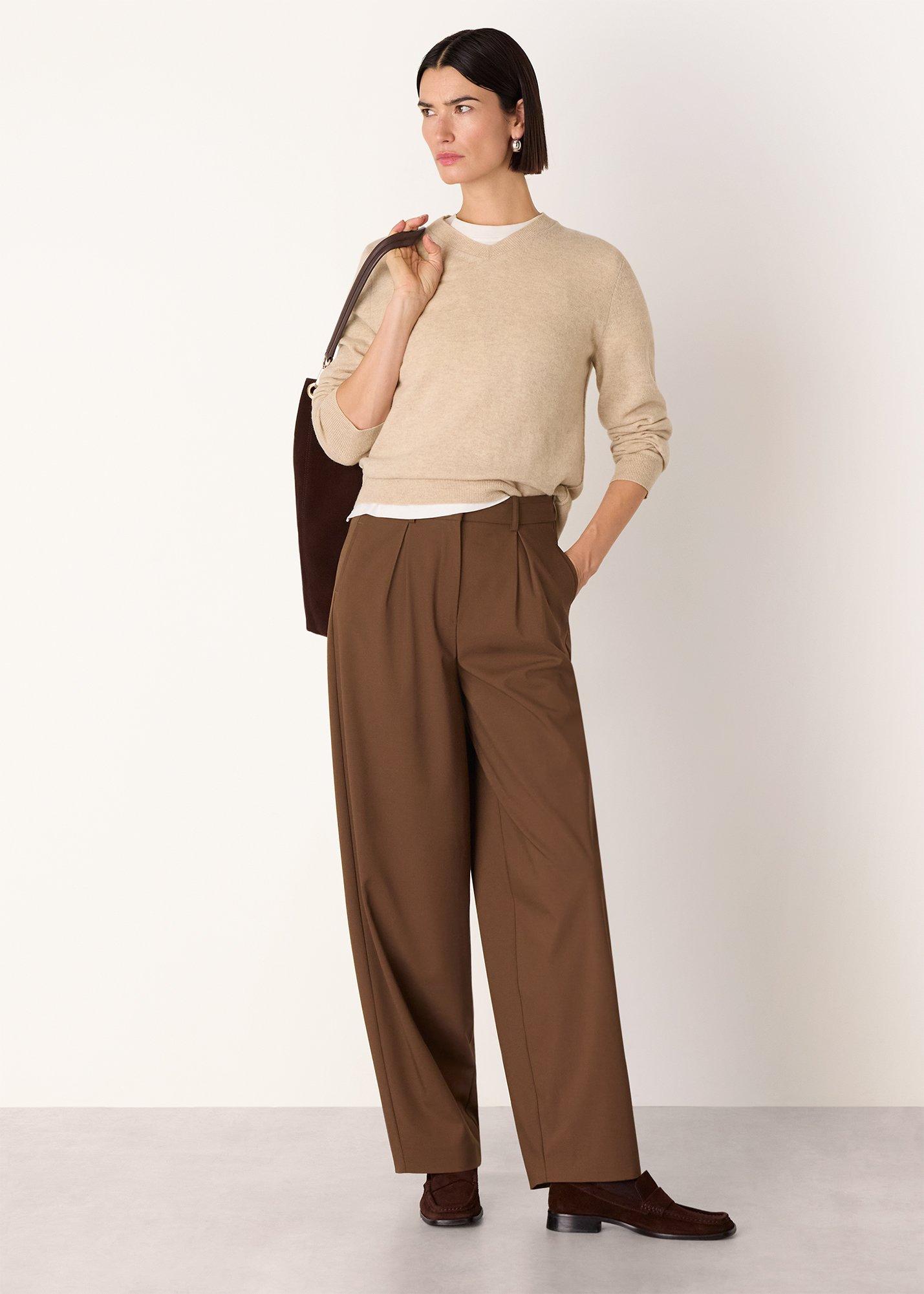 Oatmeal Wool V Neck Knit