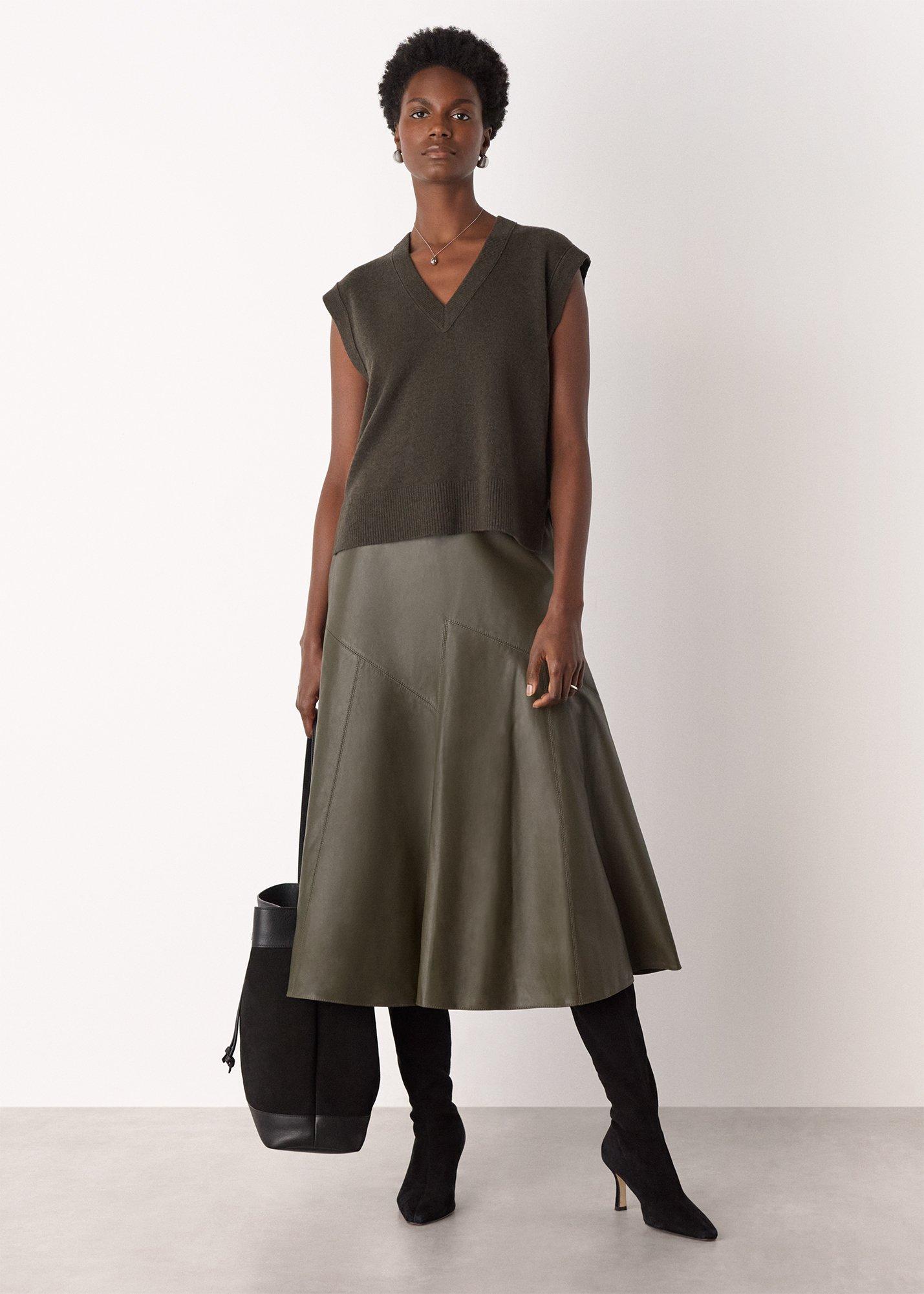 Khaki Wool V Neck Tank