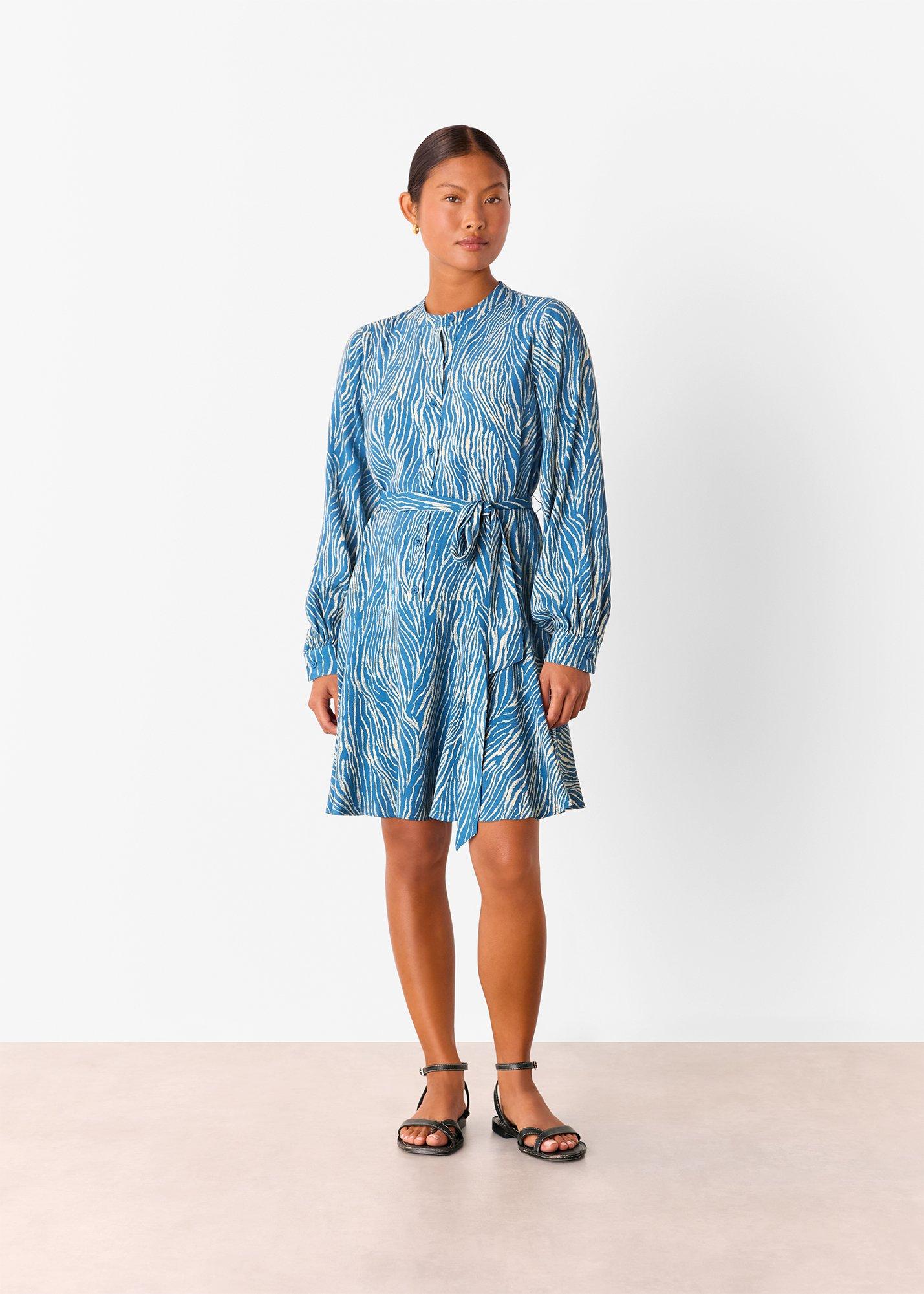 Blue Petite Zebra Flippy Mini Dress