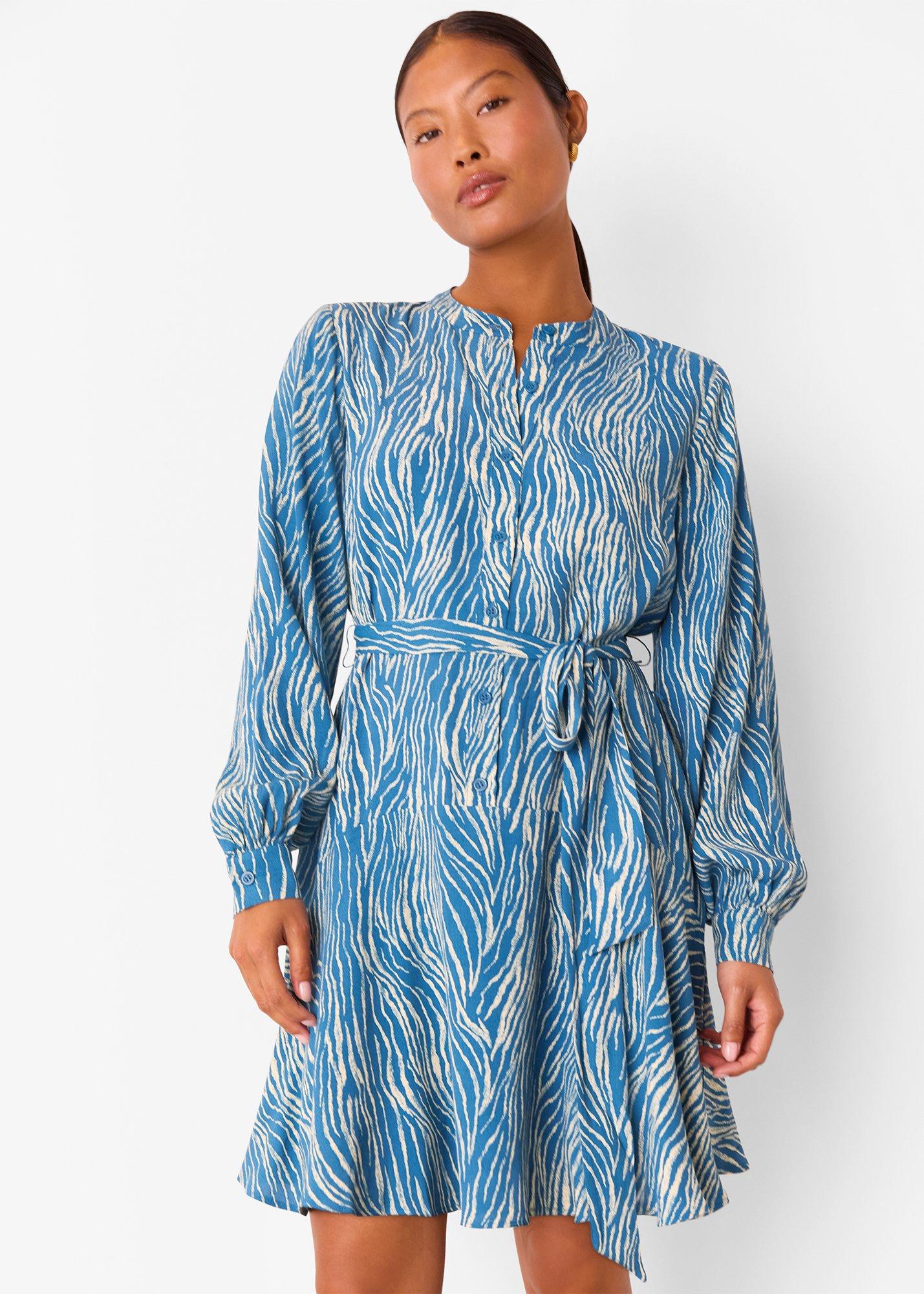 Blue Petite Zebra Flippy Mini Dress