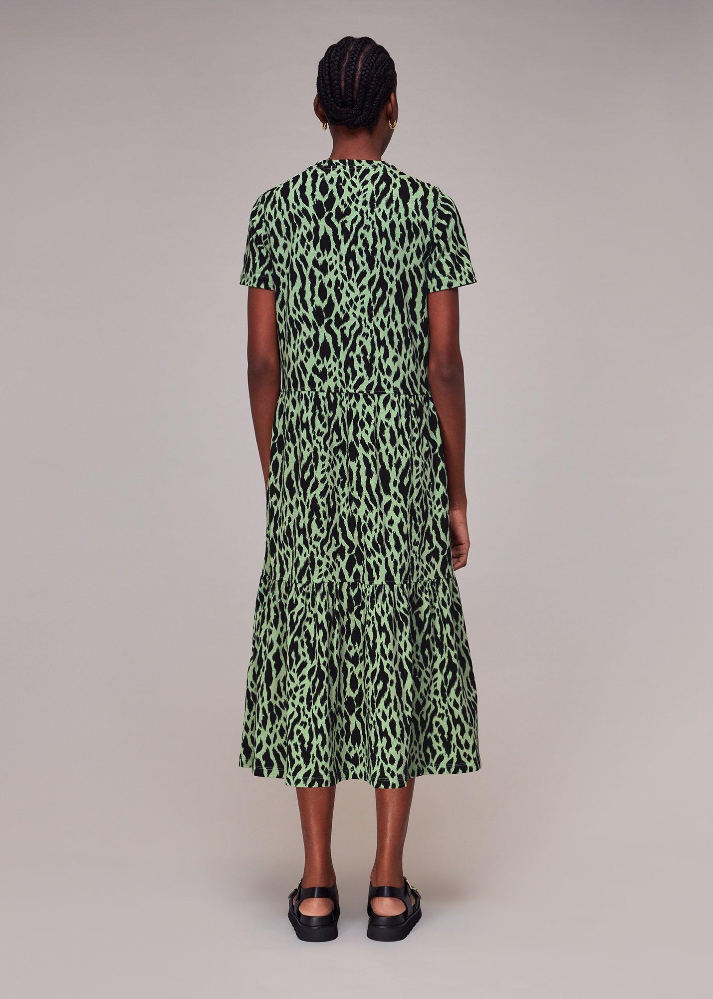 Green Zebra Tiered Jersey Dress