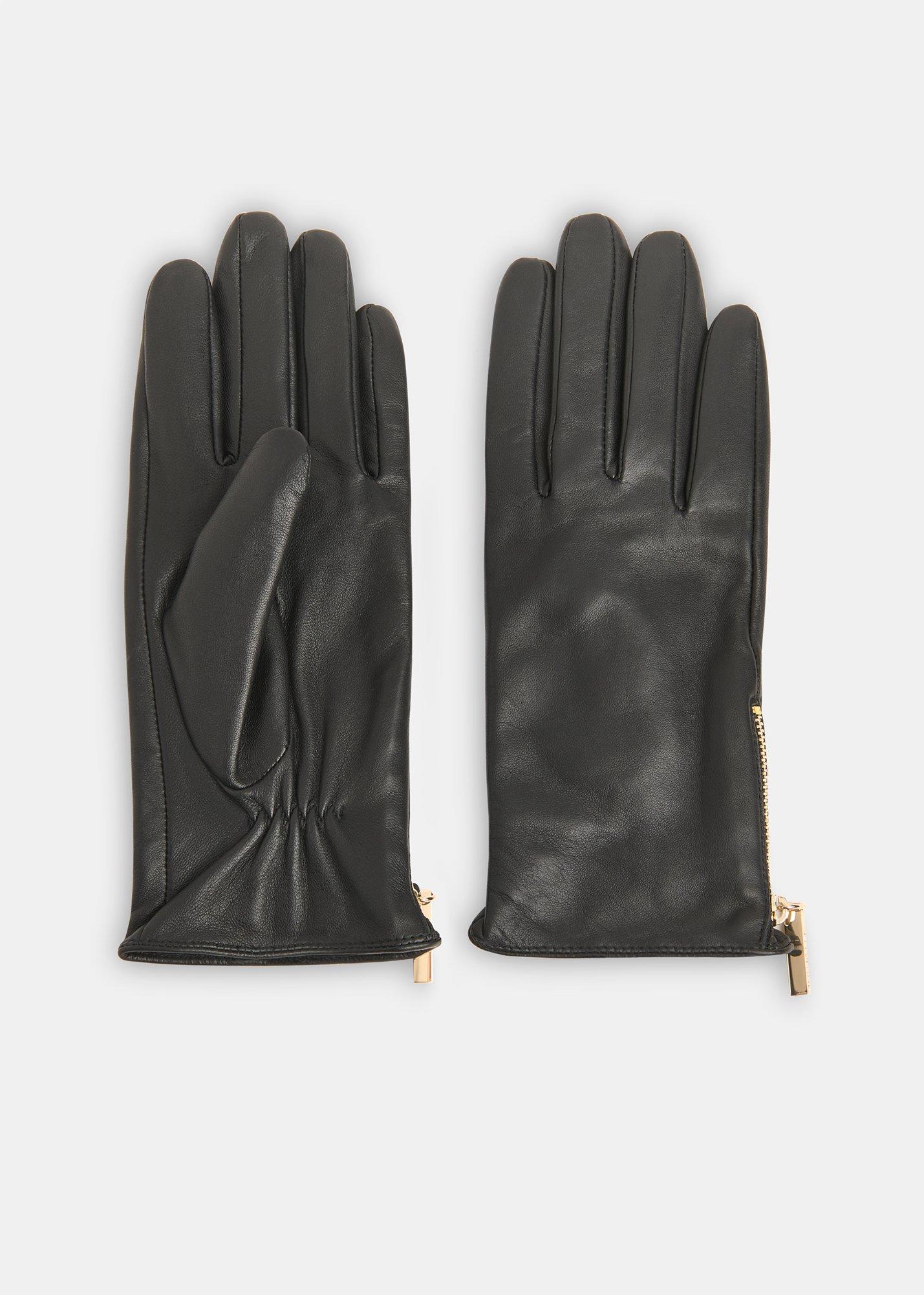 Black Zip Leather Gloves