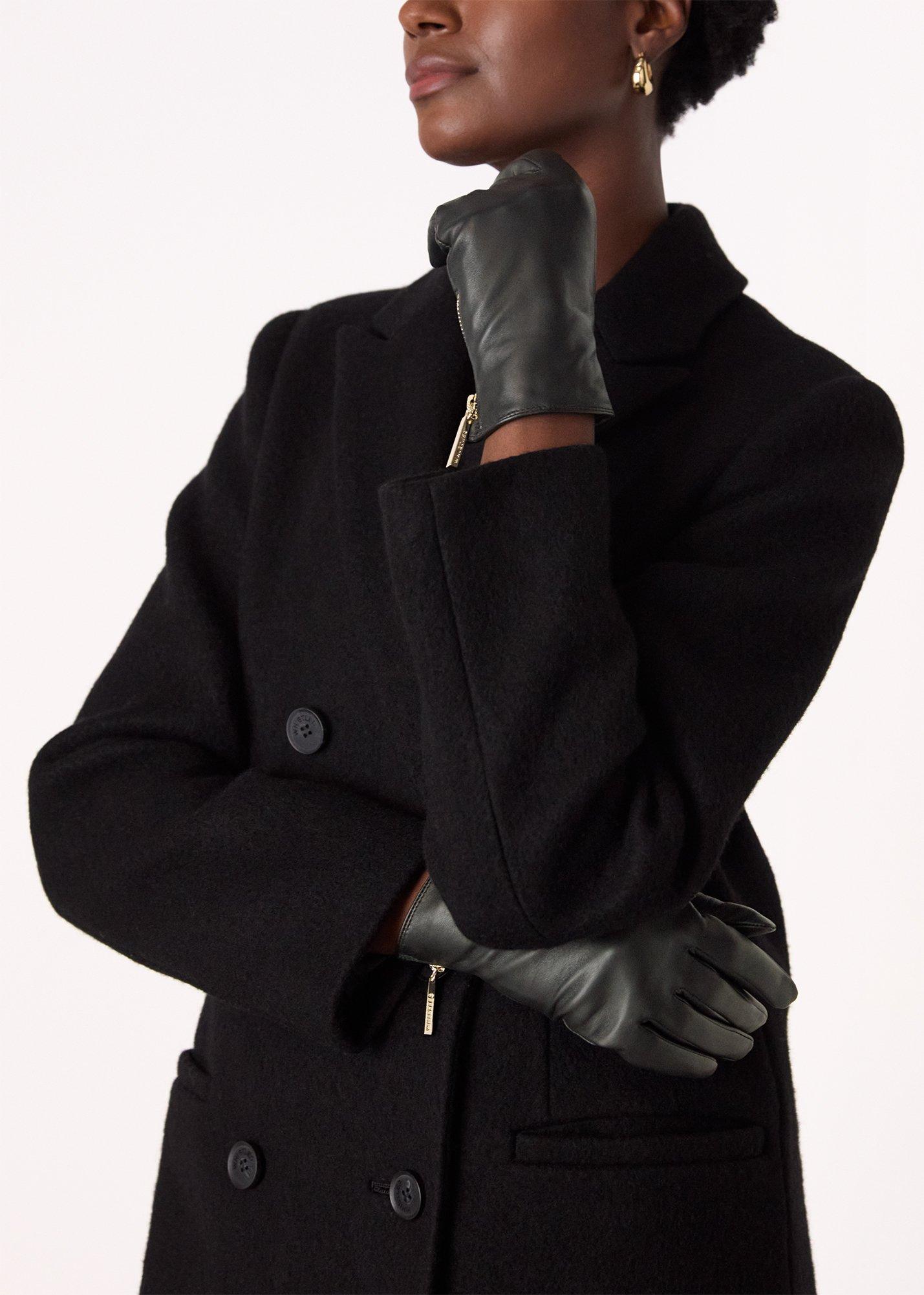 Black Zip Leather Gloves