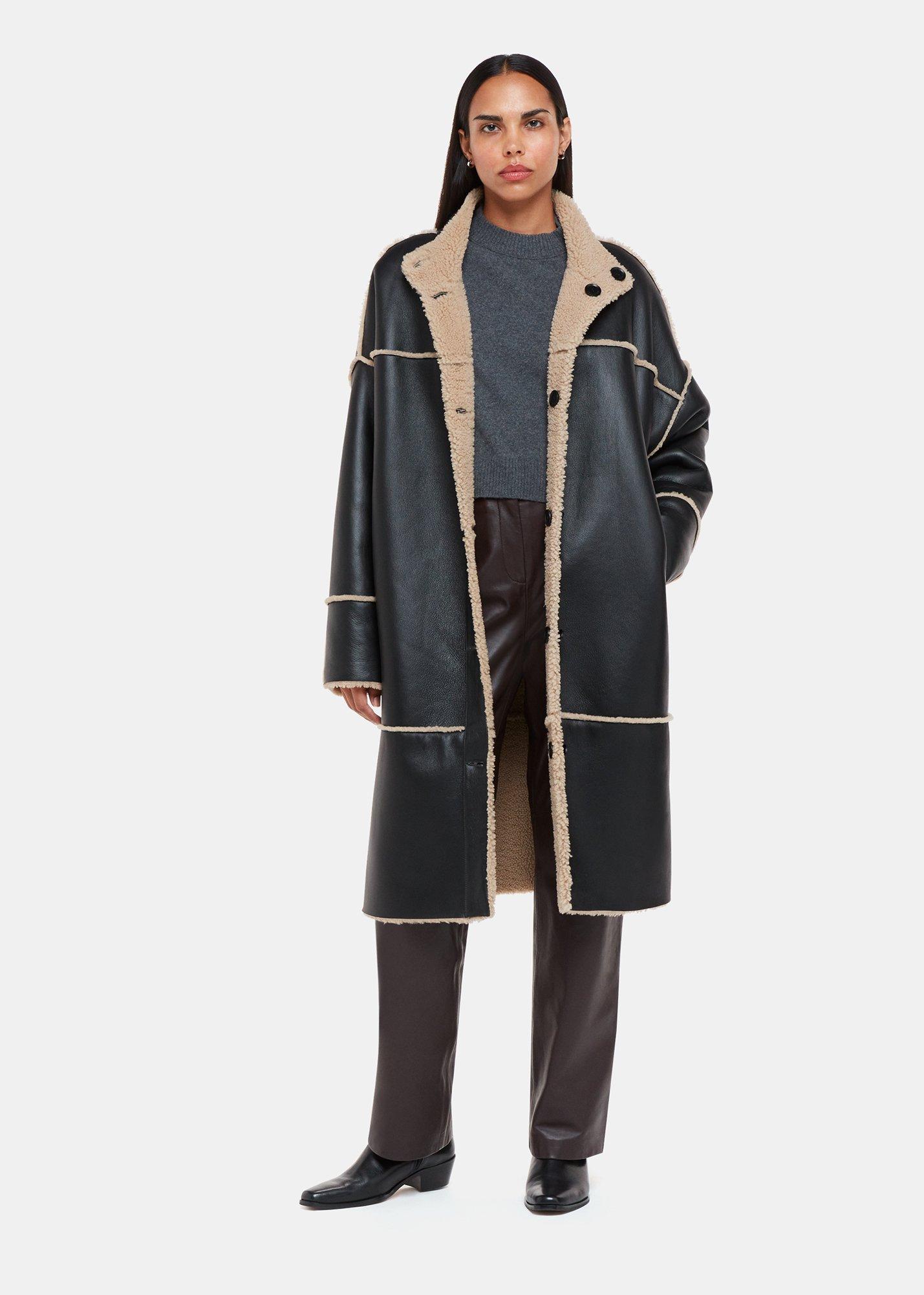 Black Zo Reversible Shearling Coat