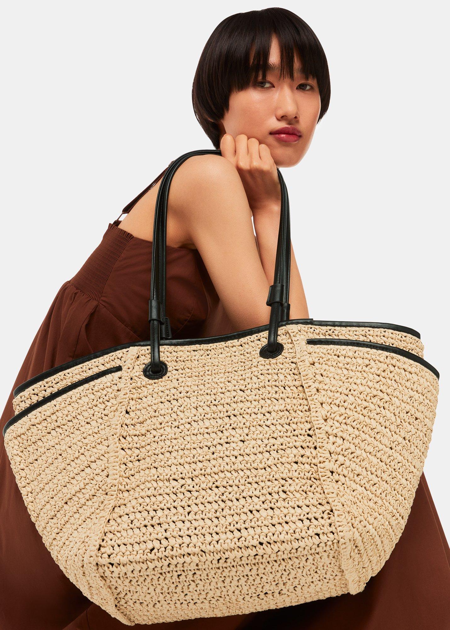 Neutral Zoelle Straw Tote Bag