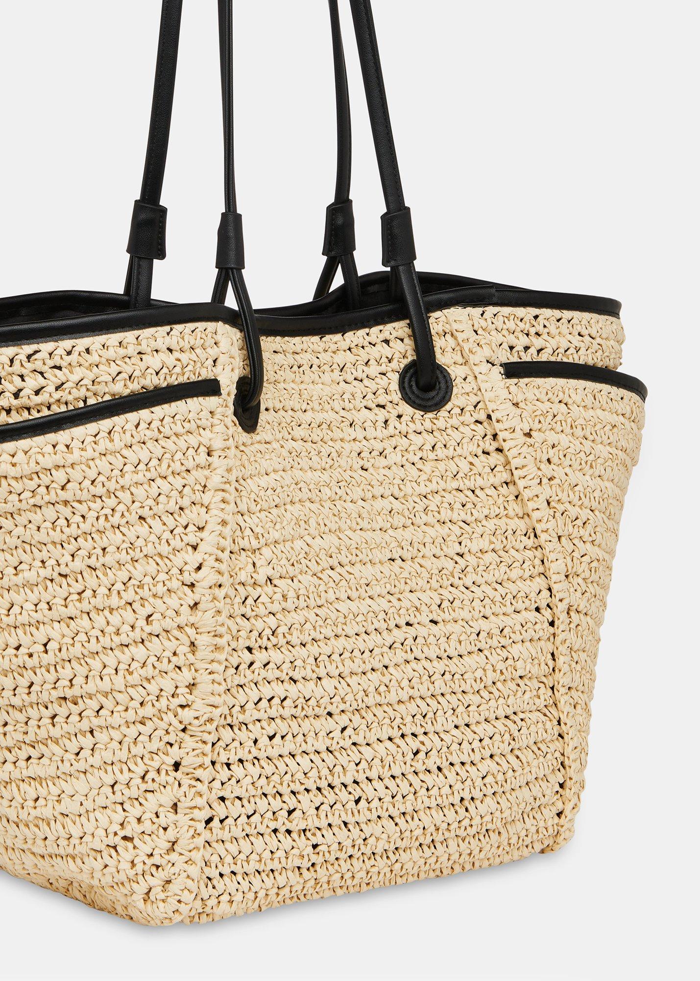 Neutral Zoelle Straw Tote Bag